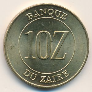 Zaire, 10 zaires, 1988