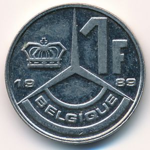 Belgium, 1 franc, 1989