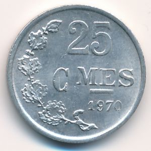 Luxemburg, 25 centimes, 1970