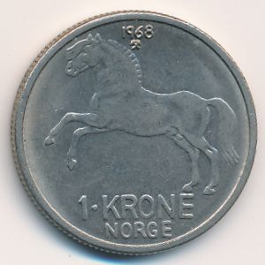 Норвегия, 1 крона (1968 г.)