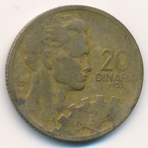 Yugoslavia, 20 dinara, 1955