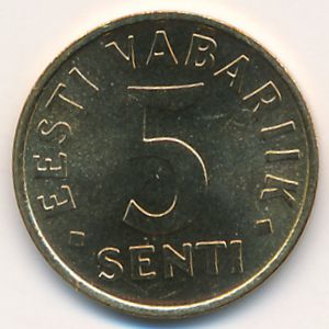 Estonia, 5 senti, 1991–1995
