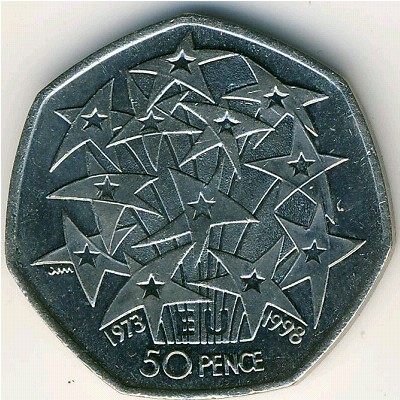 Великобритания, 50 пенсов (1998 г.)