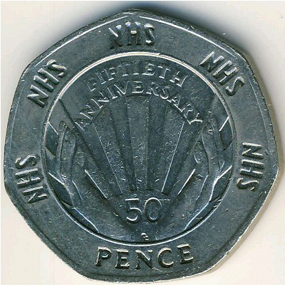 Великобритания, 50 пенсов (1998 г.)