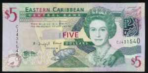 Восточные Карибы, 5 долларов (2008 г.)