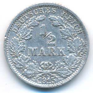 Германия, 1/2 марки (1915 г.)