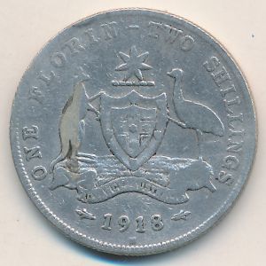 Австралия, 1 флорин (1918 г.)