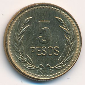 Колумбия, 5 песо (1989–1993 г.)