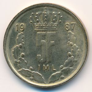 Люксембург, 5 франков (1987 г.)