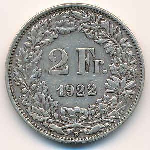 Швейцария, 2 франка (1922 г.)