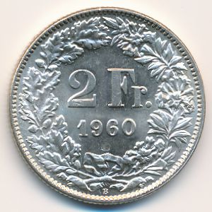 Швейцария, 2 франка (1960 г.)