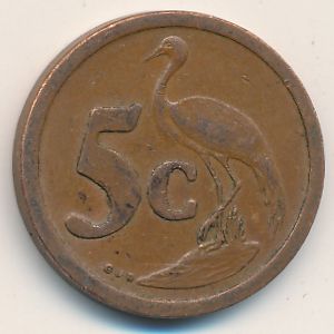 South Africa, 5 cents, 1990