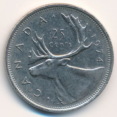 Canada, 25 cents, 1974