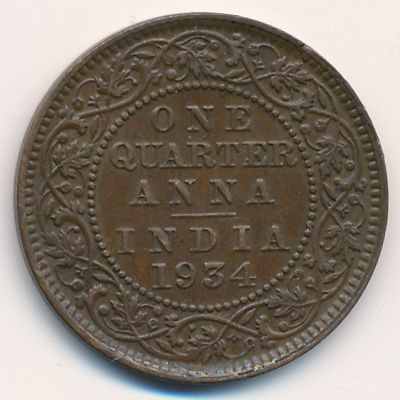 Британская Индия, 1/4 анны (1934 г.)