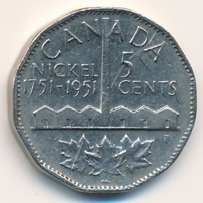 Канада, 5 центов (1951 г.)