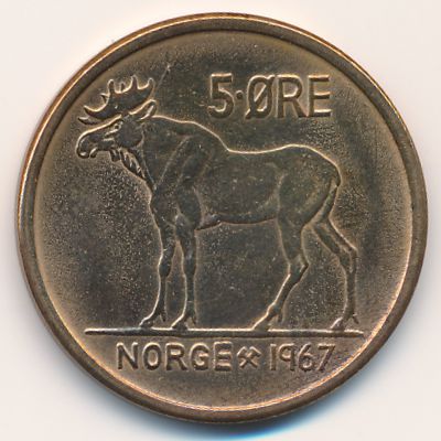 Norway, 5 ore, 1967