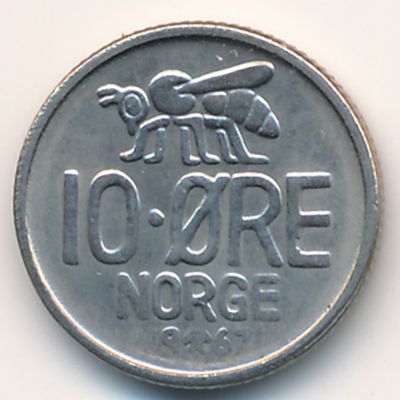 Norway, 10 ore, 1967