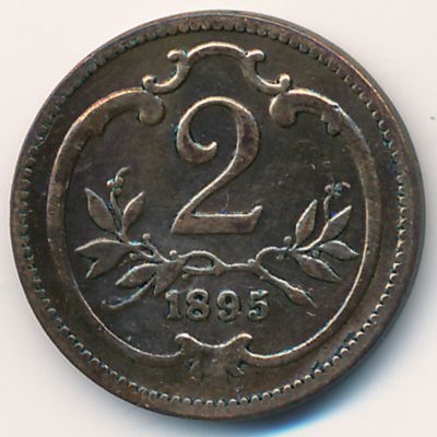 Австрия, 2 геллера (1895 г.)
