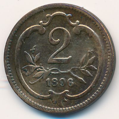 Австрия, 2 геллера (1896 г.)