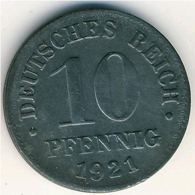Германия, 10 пфеннигов (1921 г.)