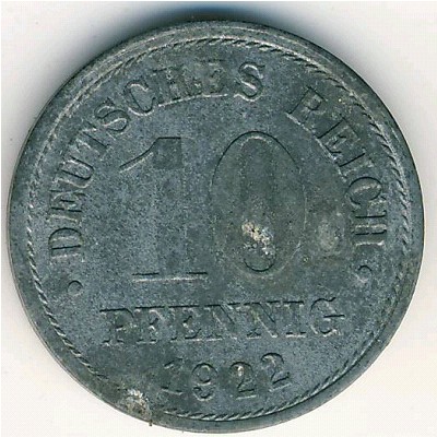 Германия, 10 пфеннигов (1922 г.)