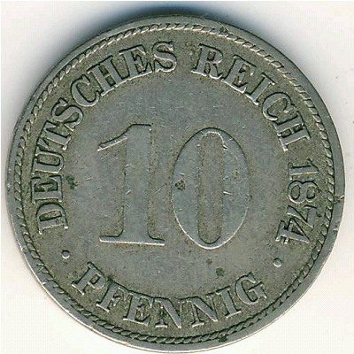 Германия, 10 пфеннигов (1874 г.)