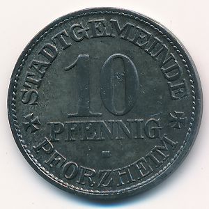 Пфорцгейм., 10 пфеннигов (1917 г.)