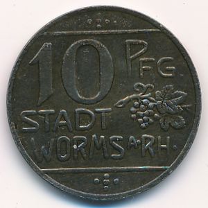 Вормс., 10 пфеннигов (1918 г.)