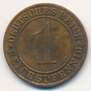Веймарская республика, 1 рейхспфенниг (1924 г.)