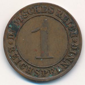 Веймарская республика, 1 рейхспфенниг (1924 г.)