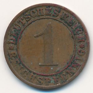 Веймарская республика, 1 рейхспфенниг (1924 г.)