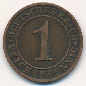 Веймарская республика, 1 рейхспфенниг (1925 г.)