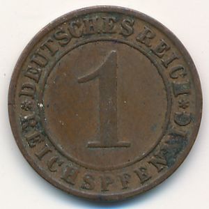 Веймарская республика, 1 рейхспфенниг (1925 г.)