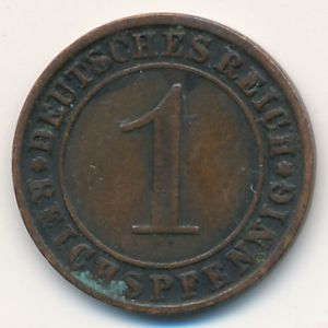 Веймарская республика, 1 рейхспфенниг (1925 г.)