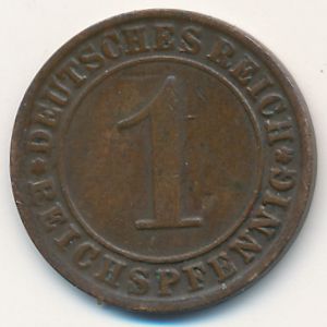Веймарская республика, 1 рейхспфенниг (1925 г.)