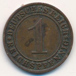 Веймарская республика, 1 рейхспфенниг (1929 г.)