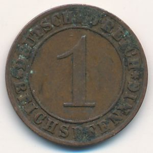 Веймарская республика, 1 рейхспфенниг (1930 г.)