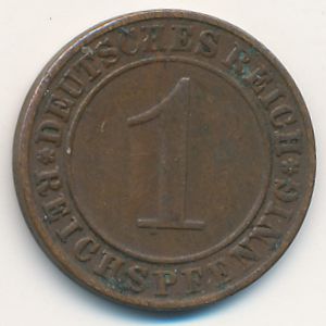 Веймарская республика, 1 рейхспфенниг (1934 г.)