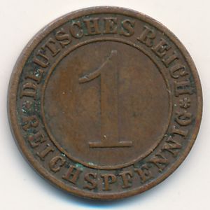 Веймарская республика, 1 рейхспфенниг (1934 г.)