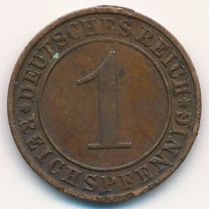 Веймарская республика, 1 рейхспфенниг (1935 г.)