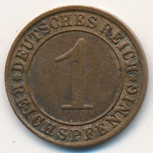 Веймарская республика, 1 рейхспфенниг (1935 г.)