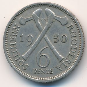 Южная Родезия, 6 пенсов (1950 г.)