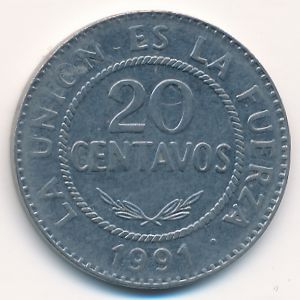 Боливия, 20 сентаво (1991 г.)