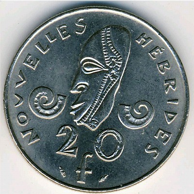 New Hebrides, 20 francs, 1973–1979