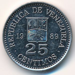 Venezuela, 25 centimos, 1989