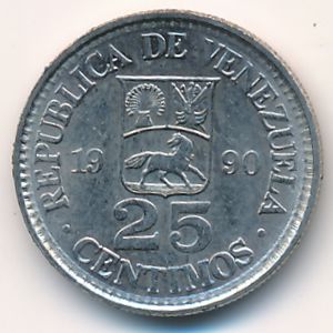 Венесуэла, 25 сентимо (1990 г.)