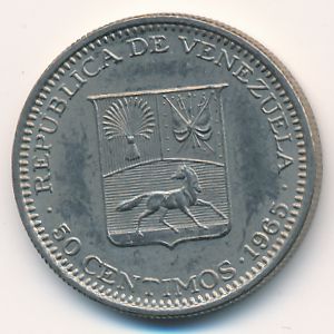Venezuela, 50 centimos, 1965