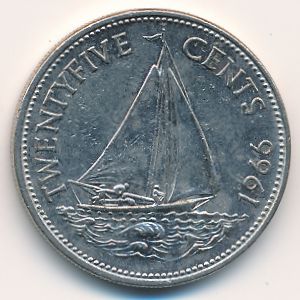 Багамские острова, 25 центов (1966 г.)
