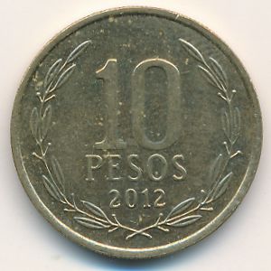 Chile, 10 pesos, 2012