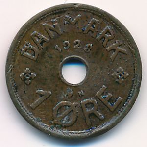 Denmark, 1 ore, 1928
